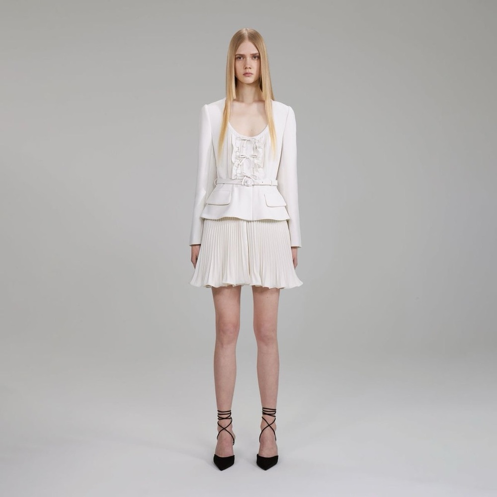 Self-portrait IVORY CREPE MINI DRESS